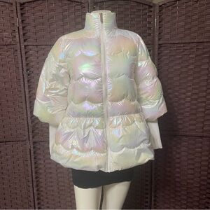 Habitual Kids Girl's Crop Bell Sleeve Iridescent Puffer Jacket size 12